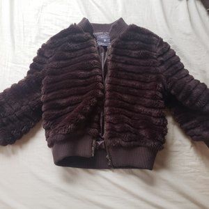 90s cropped faux fur coat